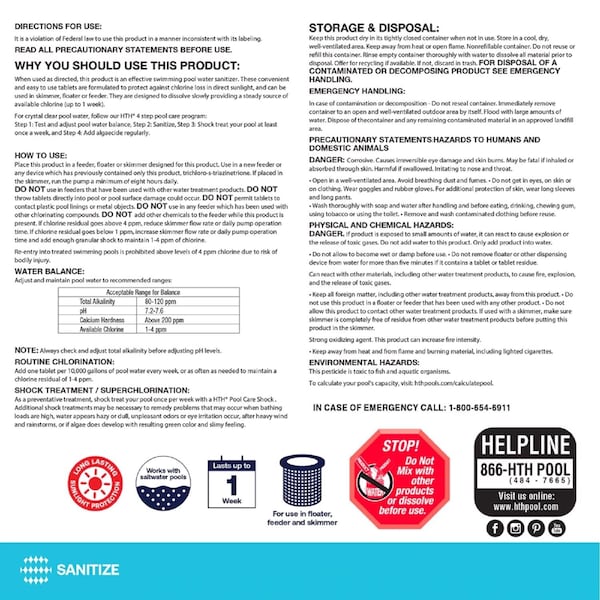 Pool Care Tablet Chlorinating Chemicals 5 Lb